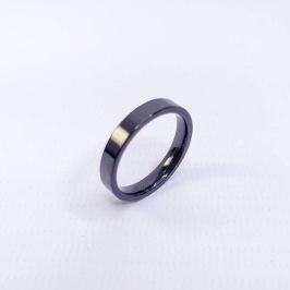 ANEL ALIANÇA AÇO INOX PRETO ANATÔMICA RETA 4MM - Número 14/15