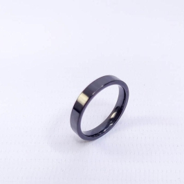 ANEL ALIANÇA AÇO INOX PRETO ANATÔMICA RETA 4MM - Número 18/19