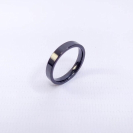 ANEL ALIANÇA AÇO INOX PRETO ANATÔMICA RETA 4MM - Número 24/25