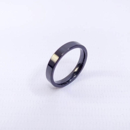 ANEL ALIANÇA AÇO INOX PRETO ANATÔMICA RETA 4MM - Número 30/31