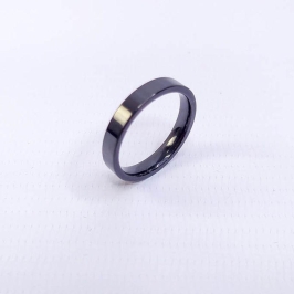 ANEL ALIANÇA AÇO INOX PRETO ANATÔMICA RETA 4MM - Número 32/33