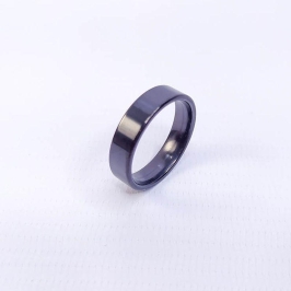 ANEL ALIANÇA AÇO INOX PRETO ANATÔMICA RETA 6MM - Número 16/17