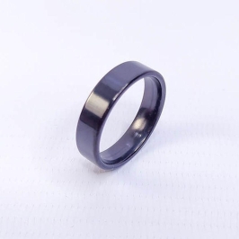 ANEL ALIANÇA AÇO INOX PRETO ANATÔMICA RETA 6MM - Número 26/27