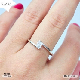 ANEL PRATA 925 FIO LISO C/ 1 ZIRCÔNIA NAVETE 5MM - 16/17