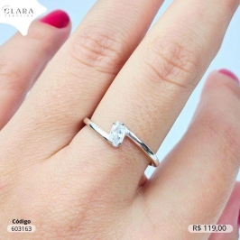 ANEL PRATA 925 FIO LISO C/ 1 ZIRCÔNIA NAVETE 5MM - 22/23