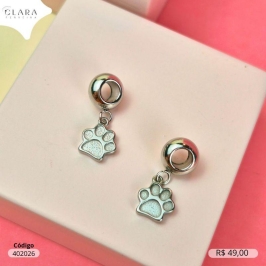 BERLOQUE PENDURADO C/ PATINHA DE CACHORRO LISA - 7MM - Aço