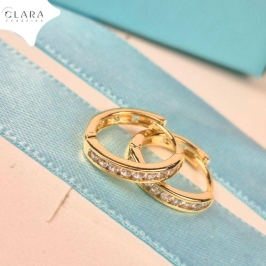 BRINCO ARGOLINHA CLICK 1 FILEIRA MICROZIRCONIA - 14X2MM - Dourado
