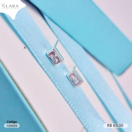 BRINCO PRATA 925 ZIRCÔNIA RETÂNGULO CAIXA FUNDIDA - 5MM