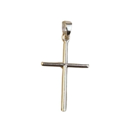 PINGENTE AÇO CRUZ TUBO 3D LISA 30X2mm