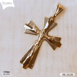 PINGENTE CRUCIFIXO DETALHES JATEADOS C/ CRISTO 35MM  - Aço