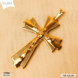 PINGENTE CRUCIFIXO DETALHES JATEADOS C/ CRISTO 35MM  - Dourado