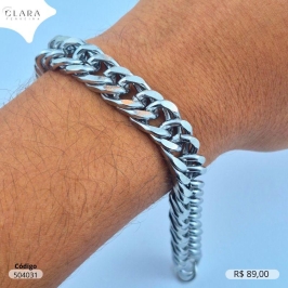 PULSEIRA GRUMET 1X1 MARTELADO - 11MM - 21CM - Aço