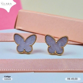 BRINCO BORBOLETA MADREPEROLA - 12MM - Dourado