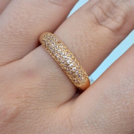 ANEL APARADOR 5 FILEIRAS MICROZIRCONIAS CRISTAIS - Dourado