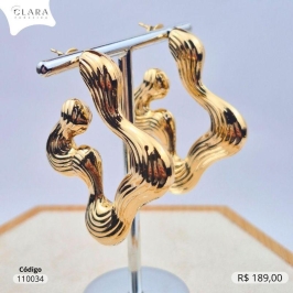 BRINCO ARGOLA ONDULADA - LINHA ORGÂNICOS - 50MM - Dourado