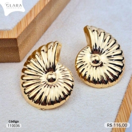 BRINCO CARACOL LISO - LINHA ORGÂNICOS - 36MM - Dourado