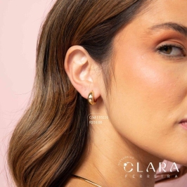 BRINCO ARGOLINHA CLICK GROSSA LISA - 13X7MM - Dourado