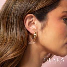 BRINCO ARGOLINHA CLICK GROSSA LISA - 21X9MM - Dourado