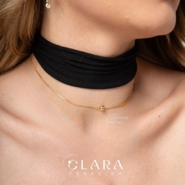 COLAR VENEZIANA C/ BOLA LISA 6MM FIXA - 45CM - Dourado