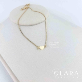 TORNOZELEIRA VENEZIANA C/ CORAÇÃO LISO - 5MM - 22CM - Dourado