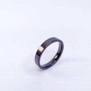 ANEL ALIANÇA AÇO INOX PRETO ANATÔMICA RETA 4MM - Número 18/19