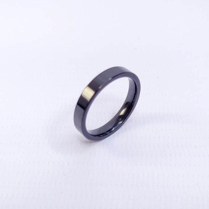 ANEL ALIANÇA AÇO INOX PRETO ANATÔMICA RETA 4MM - Número 30/31