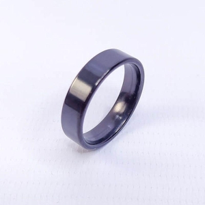 ANEL ALIANÇA AÇO INOX PRETO ANATÔMICA RETA 6MM - Número 30/31