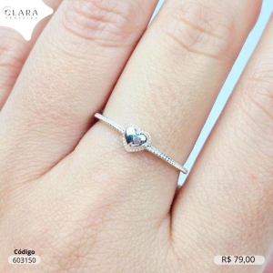 ANEL PRATA 925 FIO JATEADO C/ CORAÇÃO LISO 5MM - 16/17