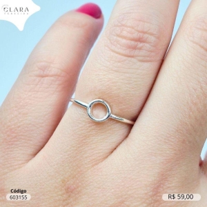 ANEL PRATA 925 FIO LISO C/ CIRCULO VAZADO 2MM - 16/17