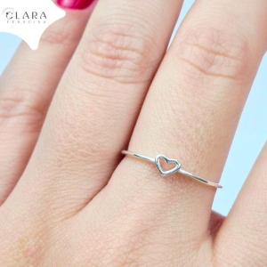 ANEL PRATA 925 FIO LISO C/ CORAÇÃO VAZADO 2MM - 14/15