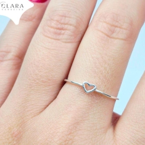 ANEL PRATA 925 FIO LISO C/ CORAÇÃO VAZADO 2MM - 18/19