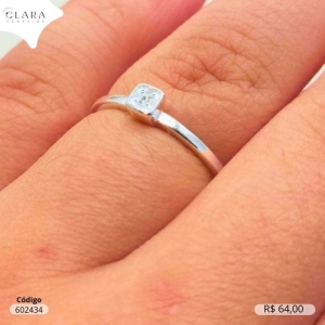 ANEL PRATA 925 SOLITARIO QUADRADO 2MM - EDIÇÃO LIMITADA