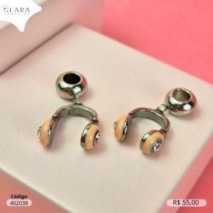 BERLOQUE PENDURADO FONE DE OUVIDO RESINADO - 13MM - Aço