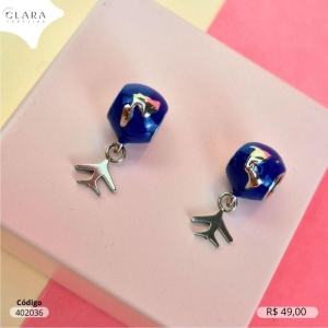 BERLOQUE PENDURADO MAPA MUNDI RESINADO C/ AVIÃO 5MM  - 10MM - Aço