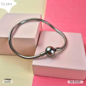 PULSEIRA PARA BERLOQUES C/ FECHO BOLA LISA - 10MM - 19CM - Aço