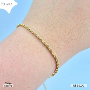 INATIVO - PULSEIRA CORDÃO BAIANO  - 1MM - 17CM - Dourado