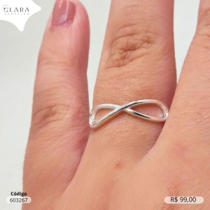 ANEL PRATA 925 FIO LISO C/ INFINITO VAZADO - 9MM - 12/13