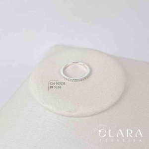 ANEL APARADOR 1 FILEIRA MICROZIRCÔNIAS - Banho de Prata