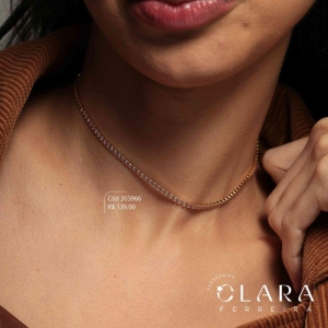 COLAR RIVIERA DE ZIRCONIAS ROSE - 3MM - 45CM - Dourado