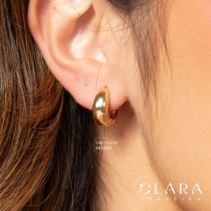 BRINCO ARGOLINHA CLICK GROSSA LISA - 13X7MM - Dourado