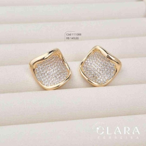 BRINCO BOTÃO INTERIOR MICROZIRCÔNIAS - 21MM - Dourado