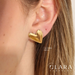 BRINCO CORAÇÃO LISO 19MM - LINHA ORGÂNICOS - Dourado