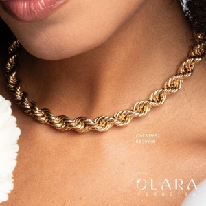 COLAR CHOKER MAX CORDÃO BAIANO  - 10MM - 40CM - Dourado