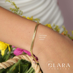 PULSEIRA FITA GROSSA 3MM C/ FECHO GAVETA - 3MM - 21CM - Dourado