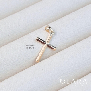 PINGENTE CRUZ LISA - 23MM - Dourado