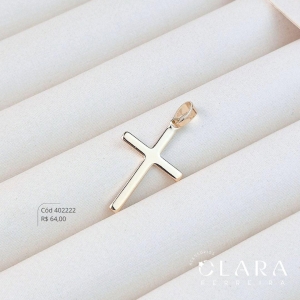 PINGENTE CRUZ LISA - 29MM - Dourado