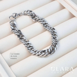 PULSEIRA AÇO GRUMET 1X1 MARTELADO 9MM - 22CM