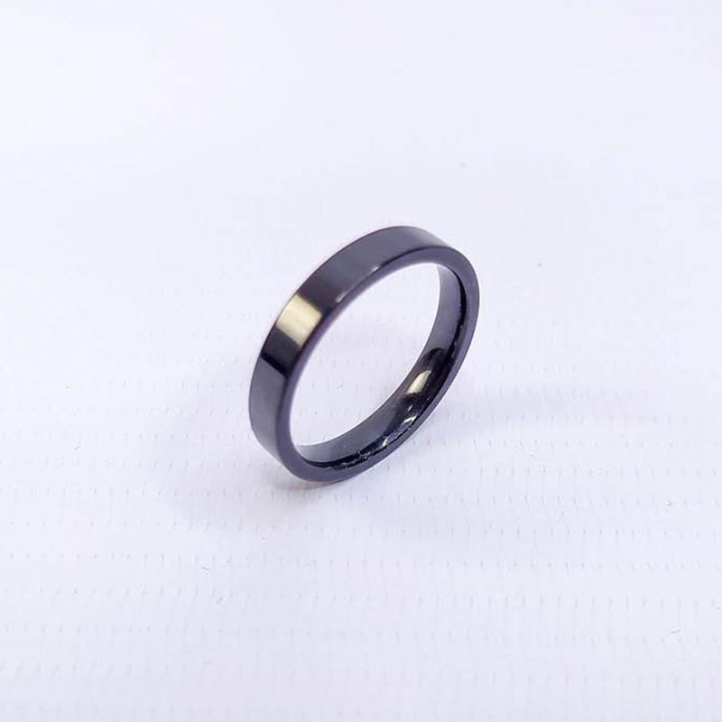 ANEL ALIANÇA AÇO INOX PRETO ANATÔMICA RETA 4MM - Número 12/13