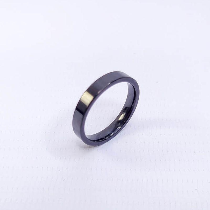 ANEL ALIANÇA AÇO INOX PRETO ANATÔMICA RETA 4MM - Número 14/15