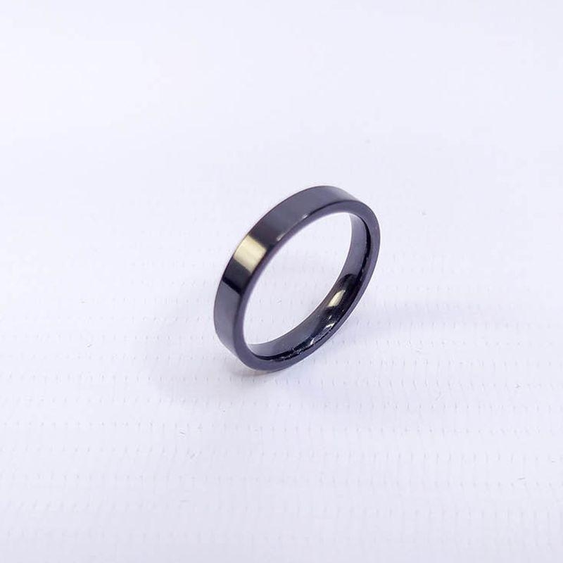 ANEL ALIANÇA AÇO INOX PRETO ANATÔMICA RETA 4MM - Número 16/17